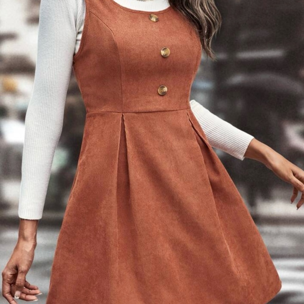 Orange Sleeveless Scoop Neck A-Line Mini Dress